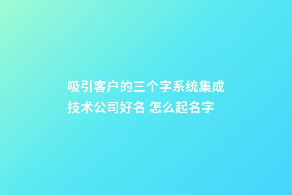 吸引客户的三个字系统集成技术公司好名 怎么起名字